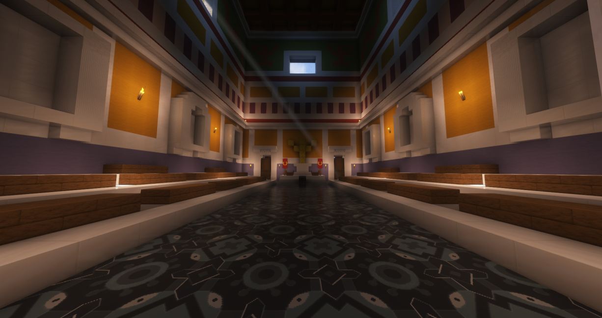 A senate hall of the kind used for international summits. Volterra’s was emptier.