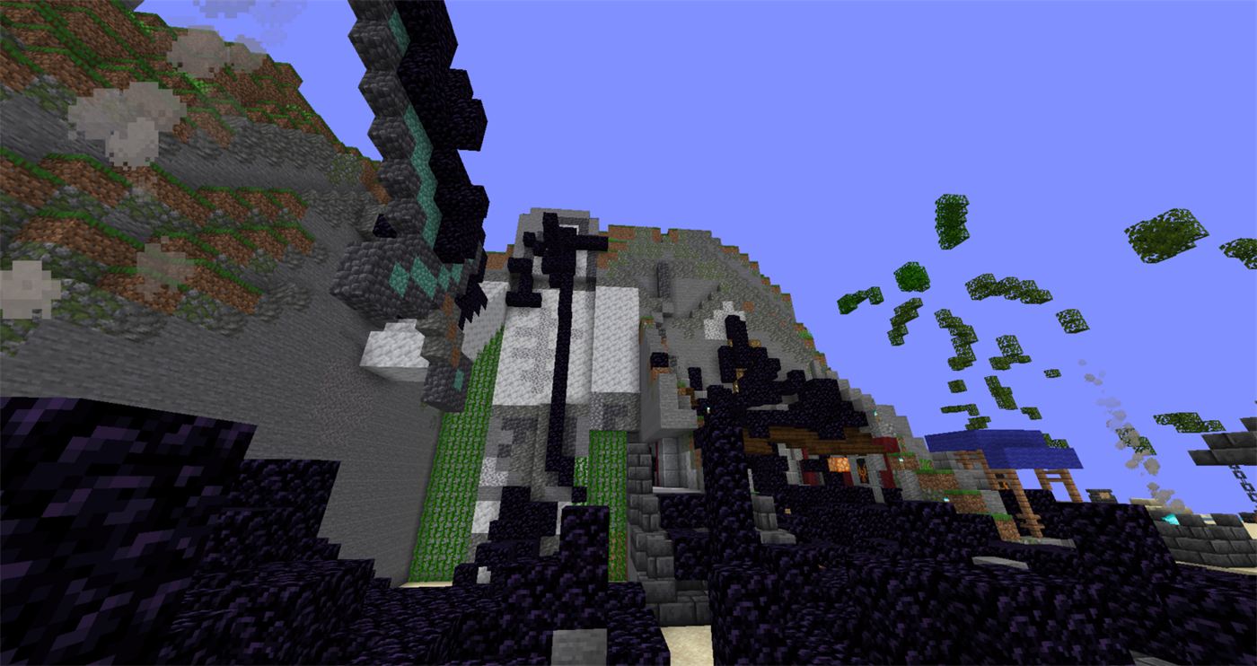The aftermath of the obsidian bombing at 0,0 in August 2022.